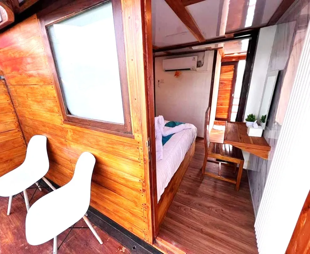 Guest cabin with its own private balcony seating