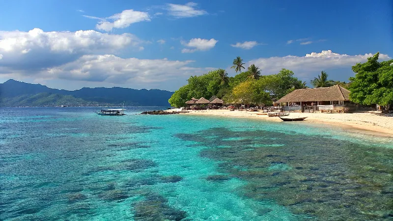 Beachfront and reef at Gili Air
