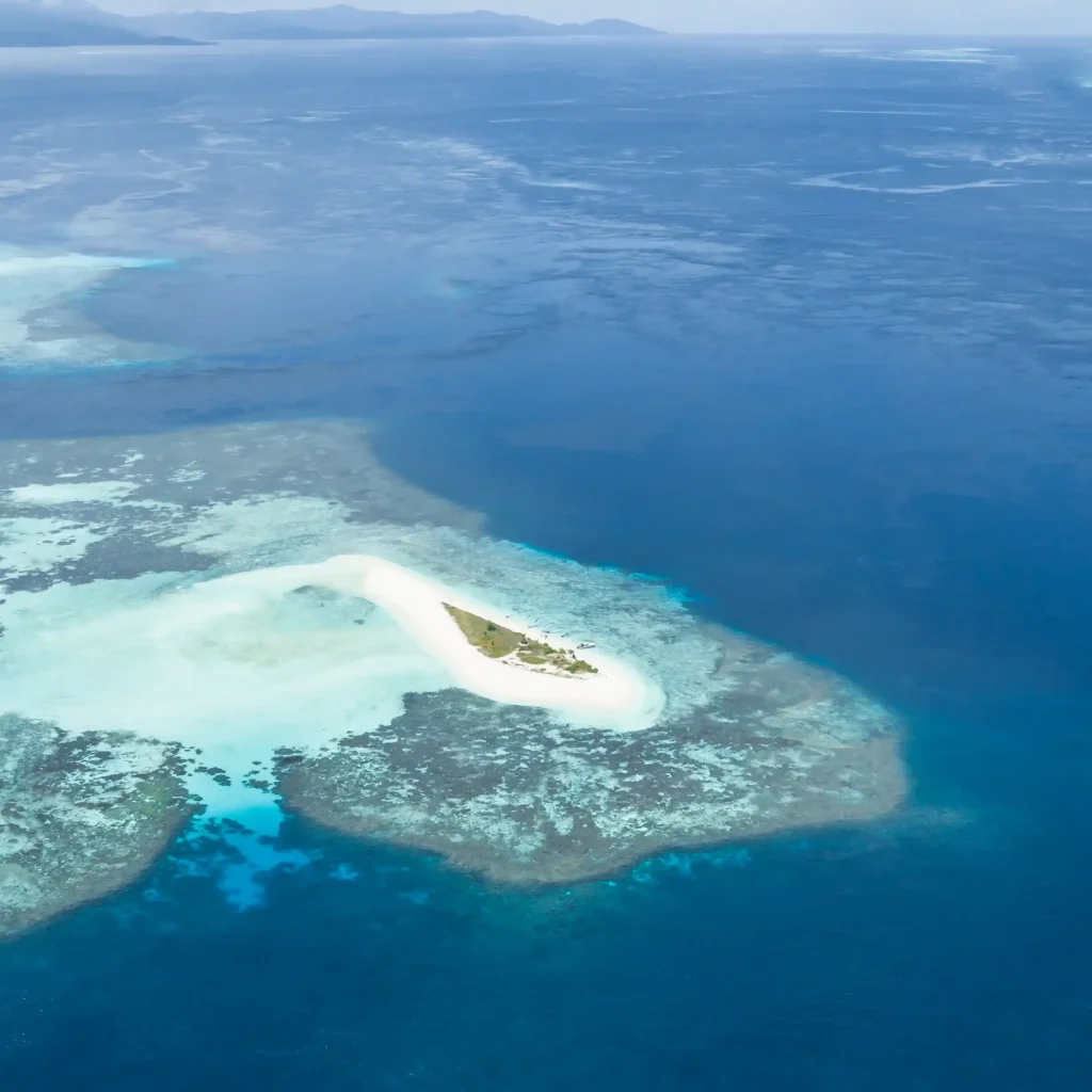 Aerial view of the Pasir Timbul sandbar, Raja Ampat