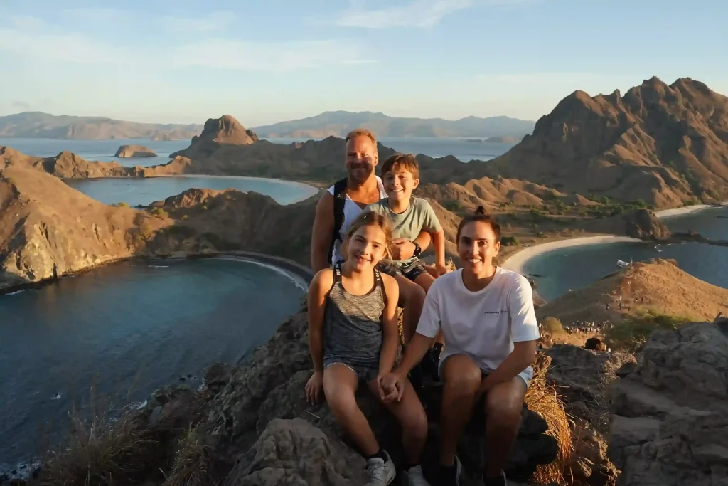 Family at the Padar Island viewpoint, Komodo National Park